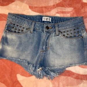Studded jean shorts size 0